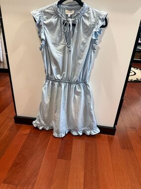 Bella Dahl Light Blue Ruffle-Trim Dress